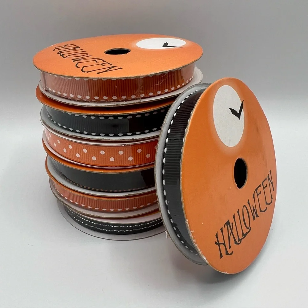NWT Michael’s Ribbon Spools Lotof 7 Celebrate It 10 yards Halloween 4 yards 3/8”